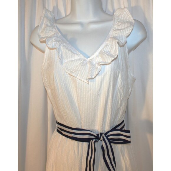 Vineyard Vines x Target WHITE XS Sleeveless Tie Waist V-Neck Dress Ruffles - Picture 5 of 6